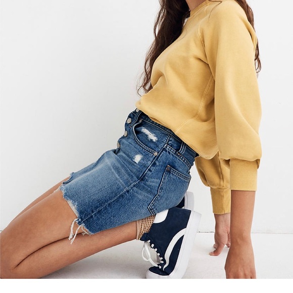 Madewell NWT Rigid Denim A-Line Mini Skirt Size 28 - Picture 12 of 12